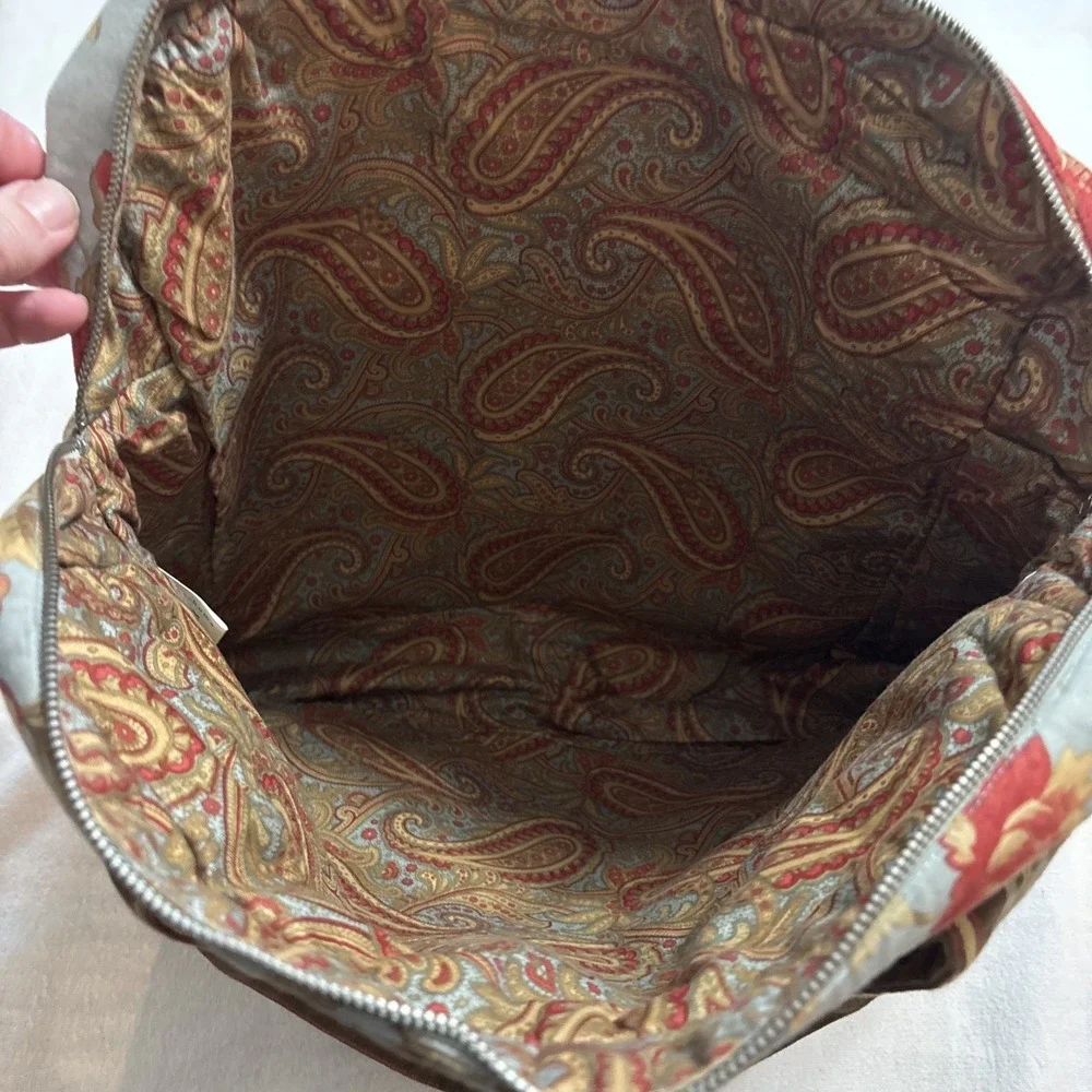MODA HOME Cotton Floral‎ Fabric Tote Travel Bag Crafts Computer Plastic Storage